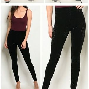Crushed Velvet Black Leggings